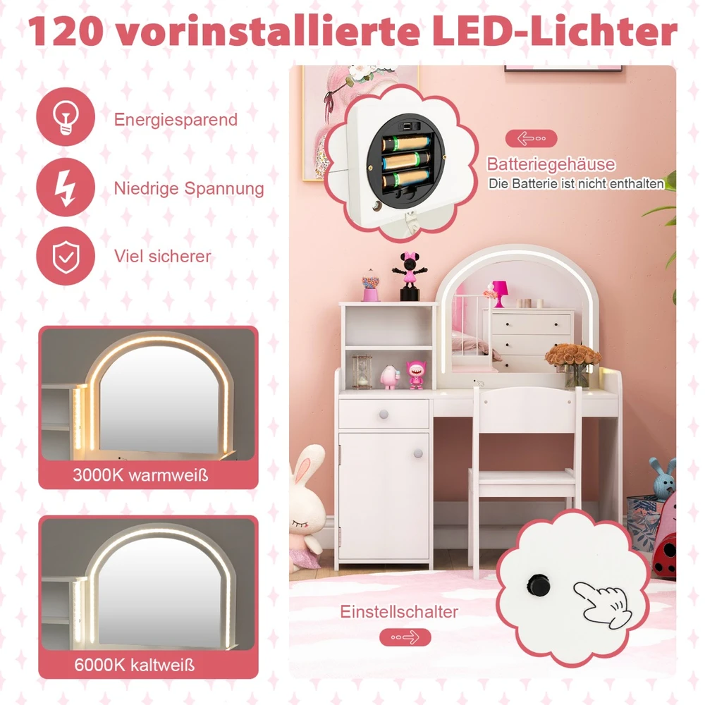 Promotion Vaikų kosmetinis staliukas ir kėdė balta