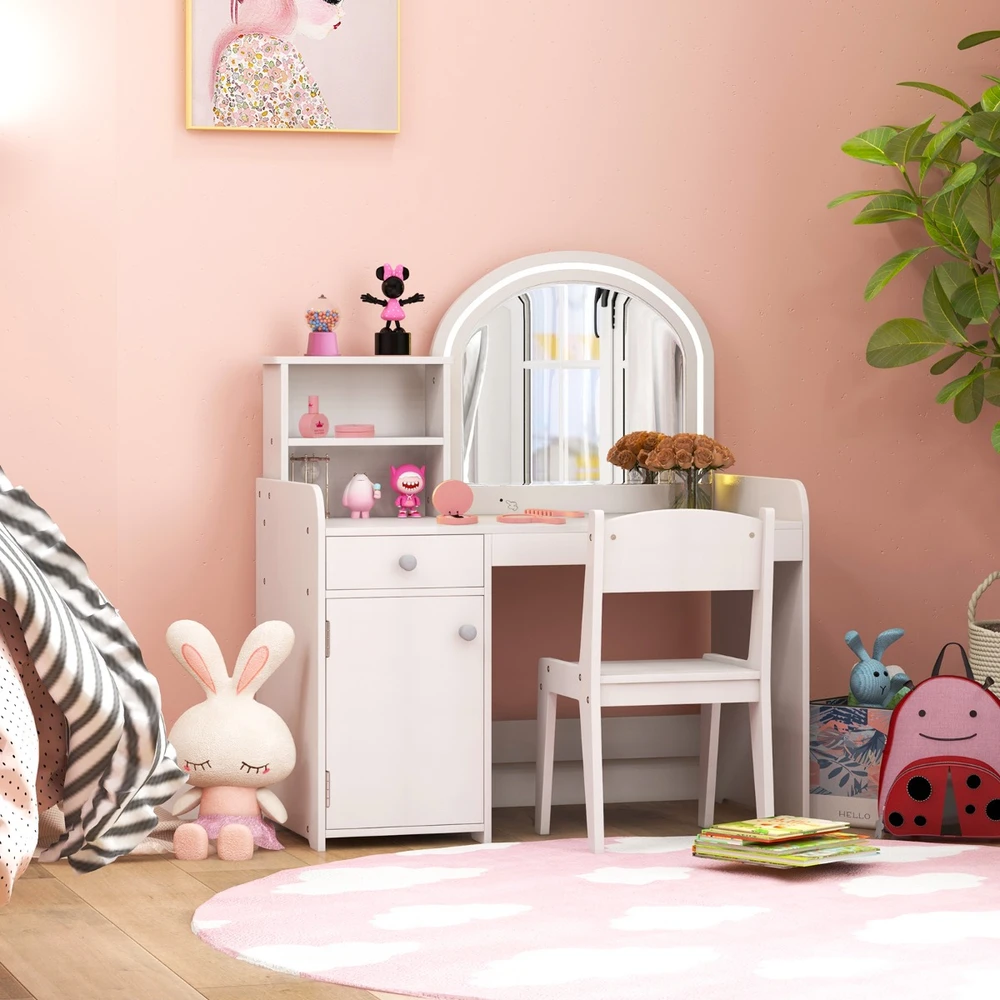 Promotion Vaikų kosmetinis staliukas ir kėdė balta