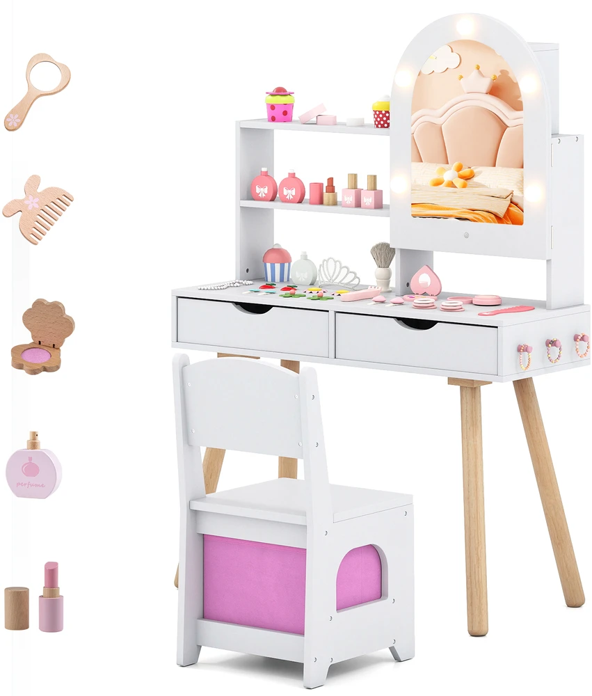 Promotion Vaikų kosmetinis staliukas su LED apšvietimu baltas