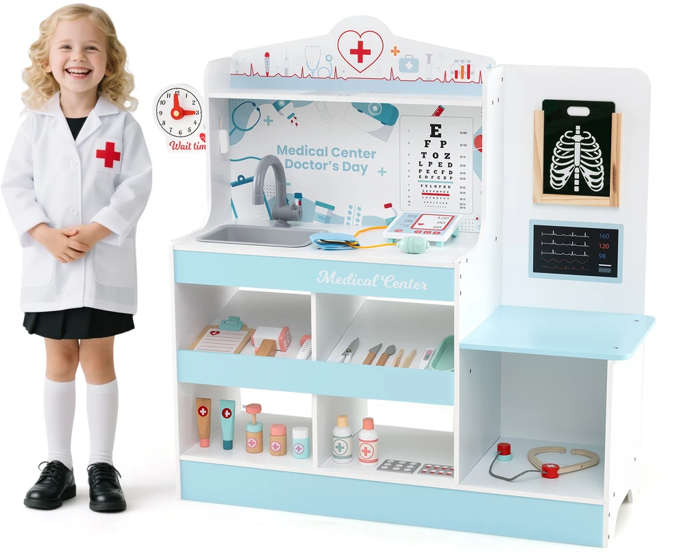Promotion Vaikų medinis gydytojo rinkinys mėlynas