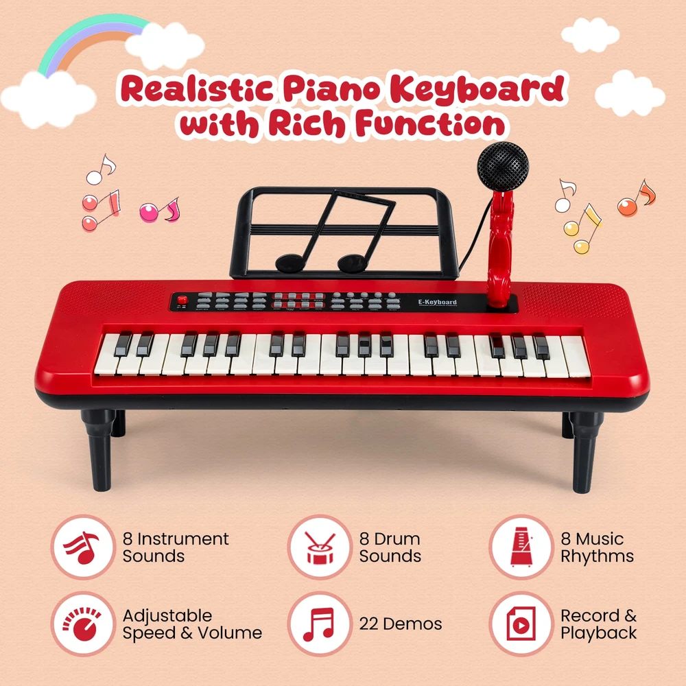 Promotion Vaikų Pianinas 37 Klavišai Raudonas