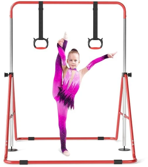 Promotion Vaikų sulankstoma gimnastikos juosta su 4 aukščio lygiais ir žiedais, raudona