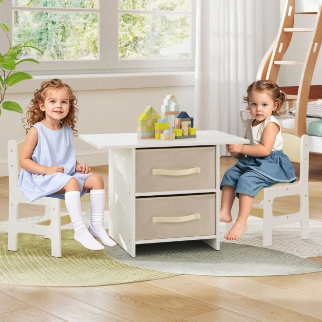 Promotion Vaikų veiklos stalas su 2 kėdėmis, smėlio spalvos