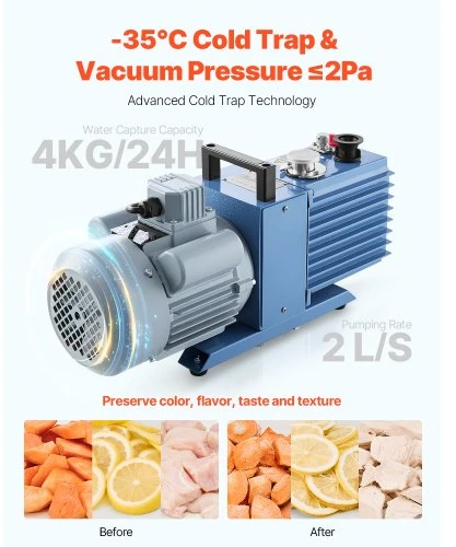VEVOR Vakuuminė maisto liofilizavimo mašina HFD-4, 4 padėklai, 4-6kg partijai, juoda
