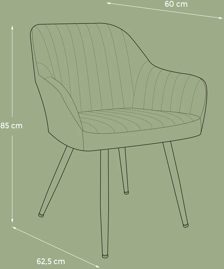 Songmics Valgomojo kėdė su porankiais, aksominė, metalinės kojos, 62,5 x 60 x 85 cm, žalia-juoda
