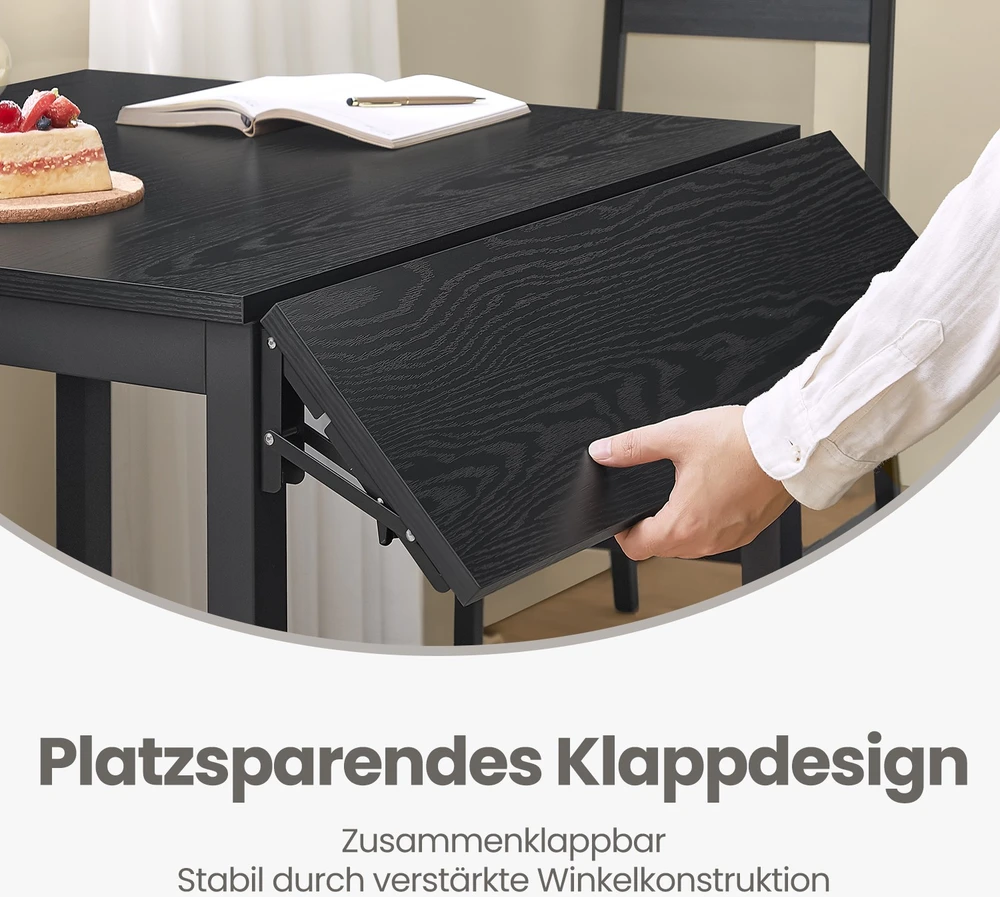 Koduva Valgomojo stalas 2–4 asmenims, sulankstomas, 78 x 120 x 76,2 cm, juodai juodas
