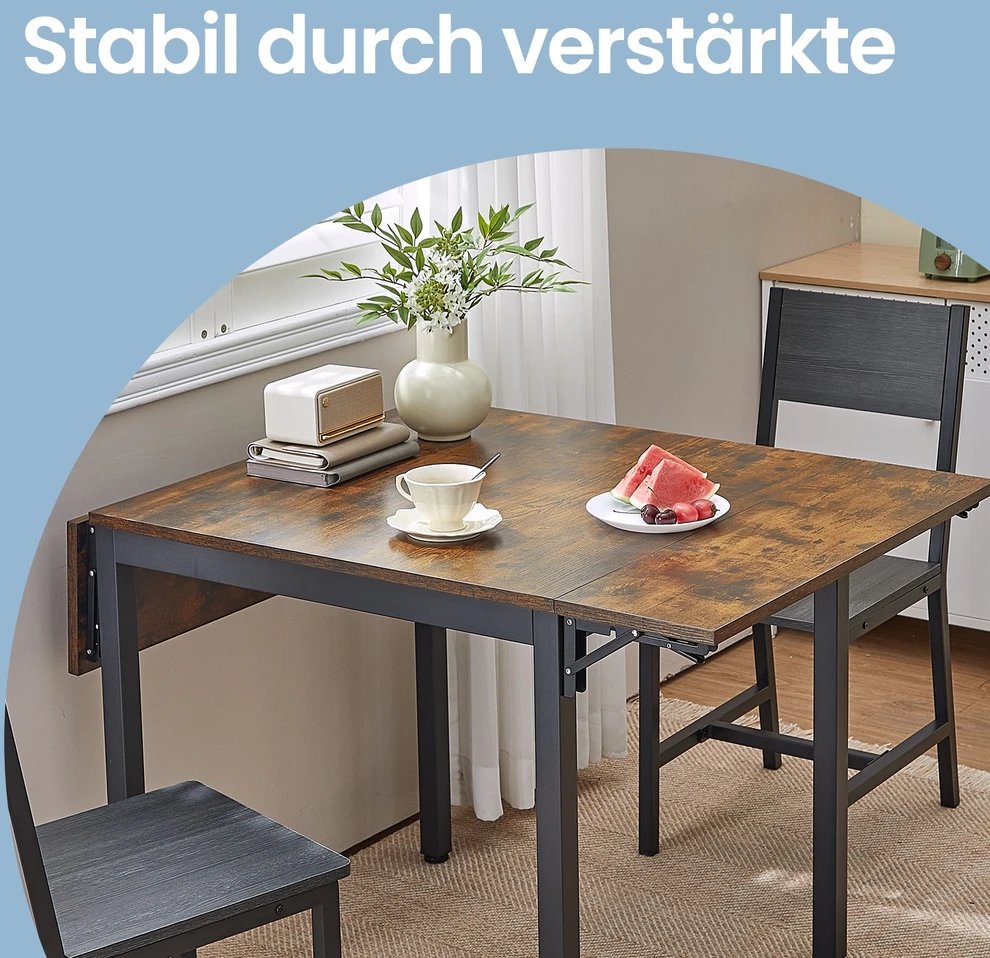 Koduva Valgomojo stalas 2–4 asmenims, sulankstomas, 120 x 78 x 76,2 cm, rudos ir juodos spalvos