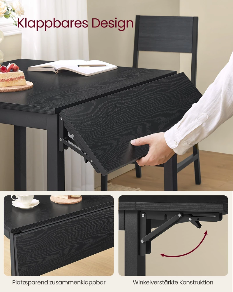 Koduva Valgomojo stalas 2–4 asmenims, sulankstomas, 78 x 120 x 76,2 cm, juodas