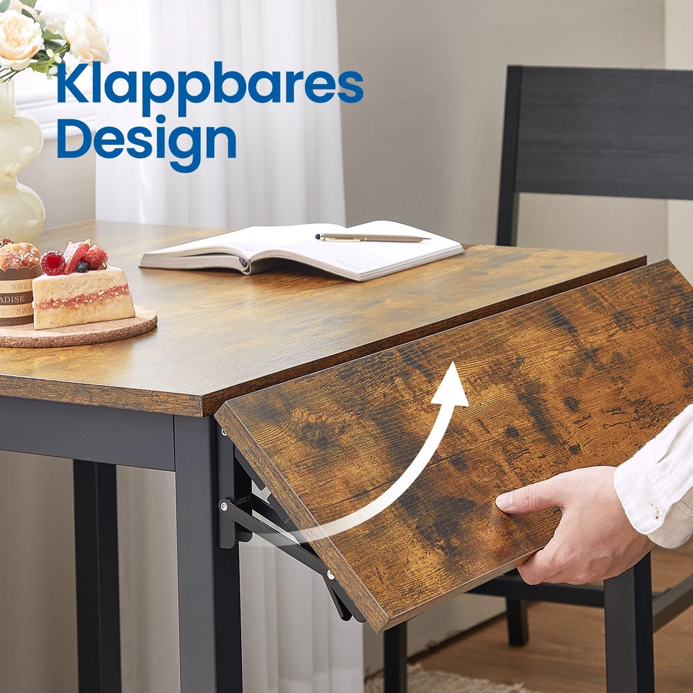 Koduva Valgomojo stalas 2–4 asmenims, sulankstomas, 120 x 78 x 76,2 cm, rudos ir juodos spalvos