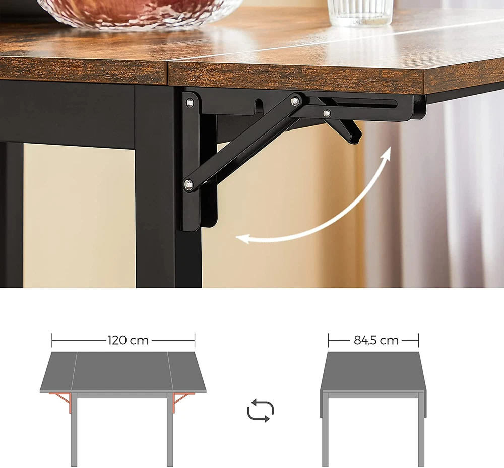 Koduva Valgomojo stalas 2–4 asmenims, sulankstomas, 120 x 78 x 76,2 cm, vintažinės rudos-juodos spalvos