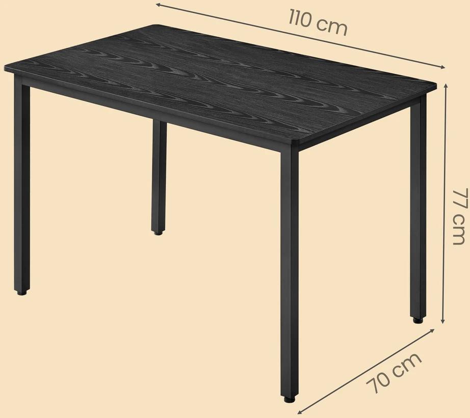 Koduva Valgomojo stalas 4 asmenims, 80 x 80 x 75 cm, medžio drožlių plokštė ir plienas, juodas