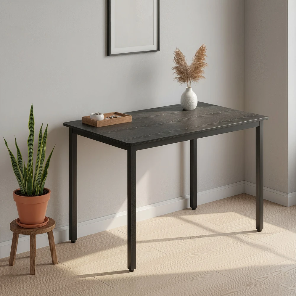 Koduva Valgomojo stalas 4 asmenims, 80 x 80 x 75 cm, medžio drožlių plokštė ir plienas, juodas