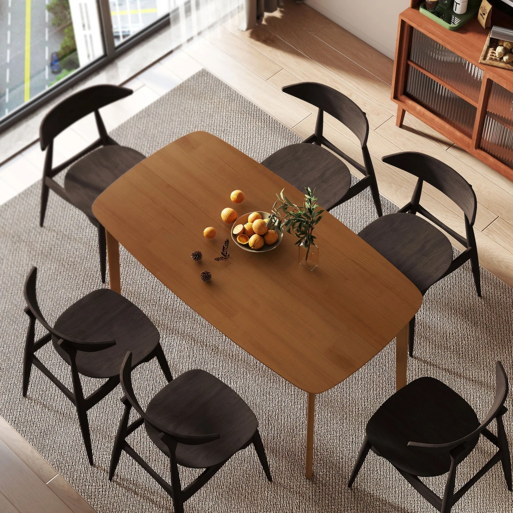 Aosom Valgomojo stalas, kaimo stiliaus, šviesiai rudas, 150 x 80 cm
