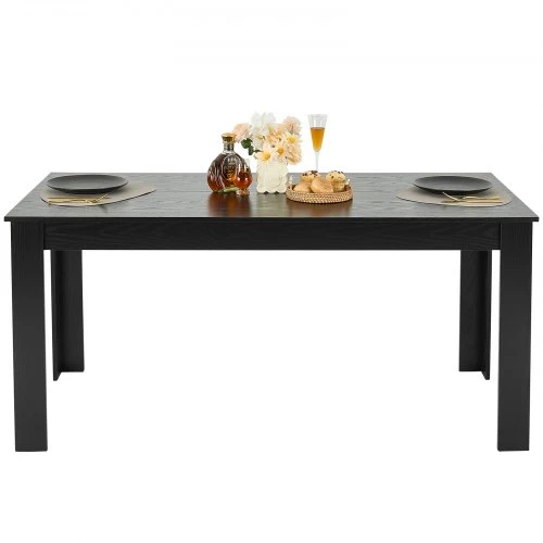 VEVOR Valgomojo stalas, MDF, juodas, 160 x 80 x 76 cm, 4-6 asmenims