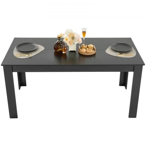 VEVOR Valgomojo stalas, MDF, juodas, 160 x 80 x 76 cm, 4-6 asmenims