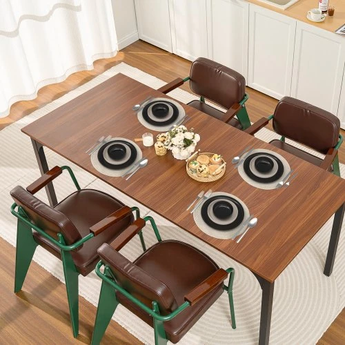 Koduva Valgomojo stalas VEVOR SR245385, rudas, MDF ir geležis, 180 x 80 x 75 cm, 6-8 asmenims