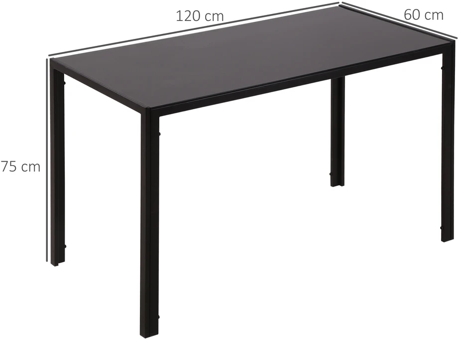Aosom Valgomojo stalas, virtuvės stalas, juodas, 120 x 60 x 75 cm, 4 asmenims
