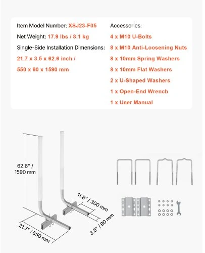 Koduva Valties priekabos kreipiančiosios VEVOR, 2 vnt., plienas ir PVC, reguliuojamas plotis 152 cm