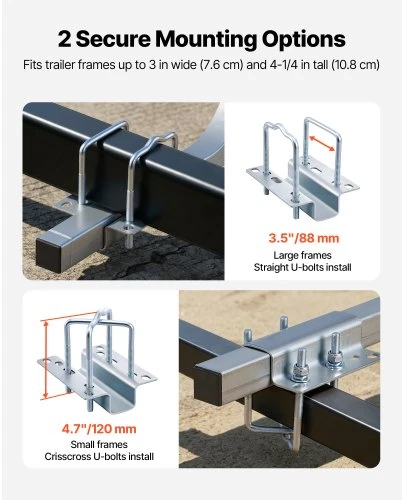 Koduva Valties priekabos kreiptuvai VEVOR XC2179, reguliuojamas aukštis 42,5/47,5 cm, 2 vnt., plienas