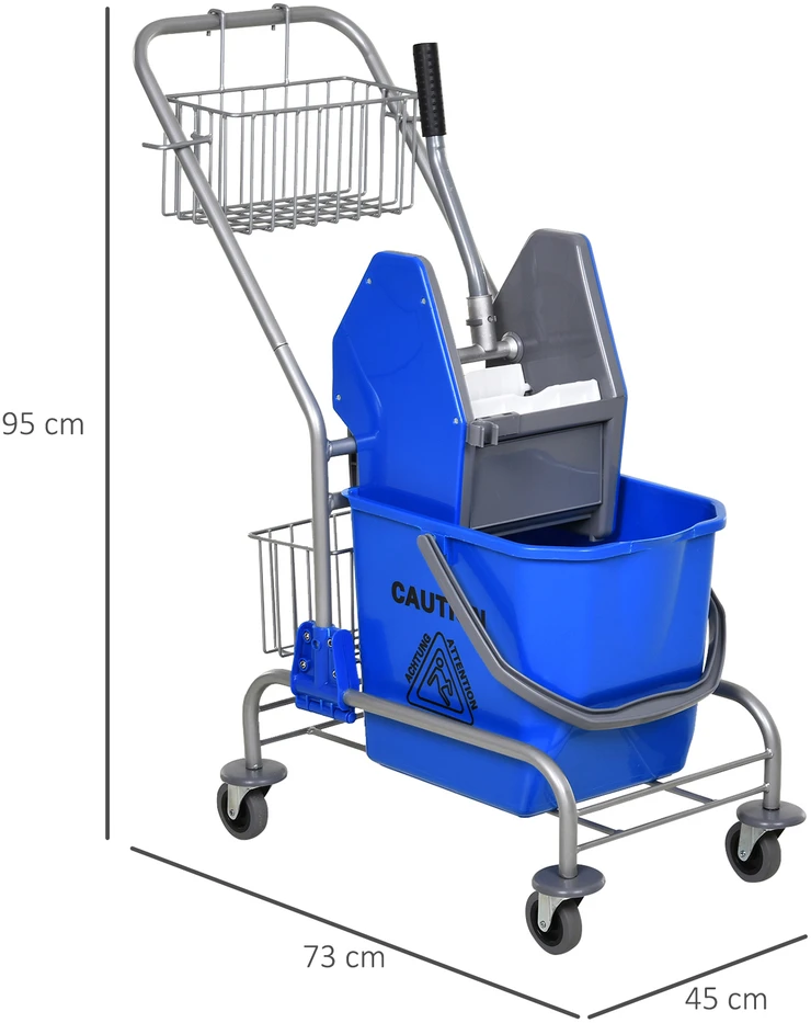 Aosom Valymo kibiras su gręžimo presu, mėlynas, plastikas/metalas, 26 l, 73 x 45 x 95 cm