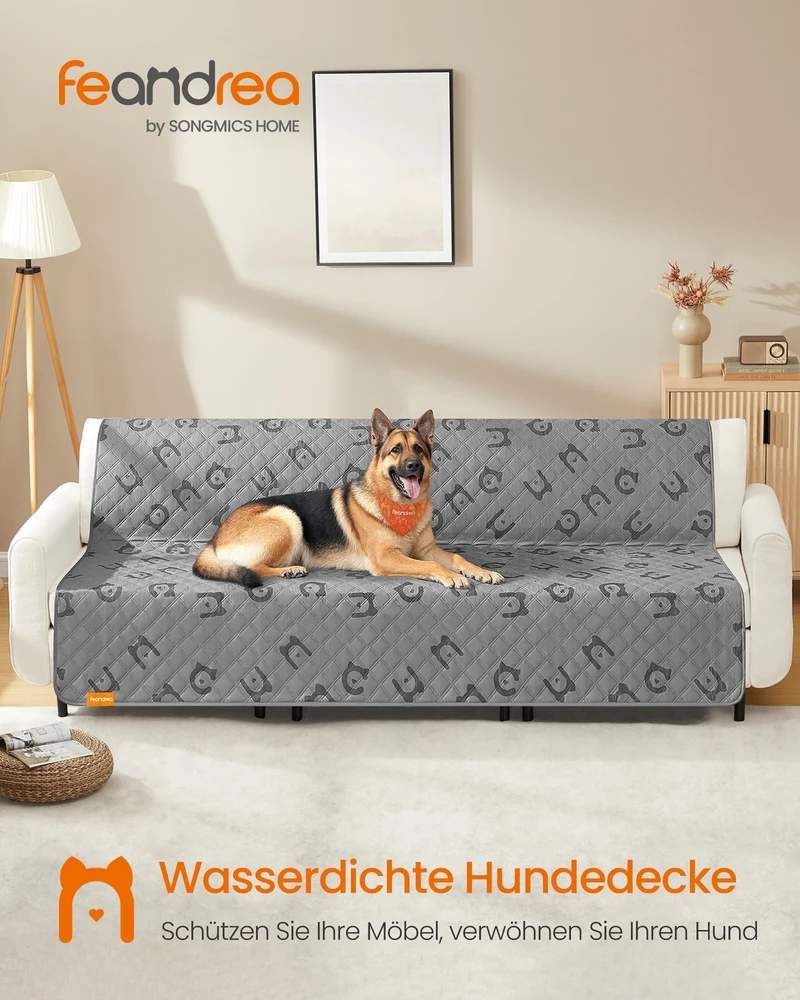 Songmics Vandeniui atspari šunų antklodė dideliems šunims, 120,8 x 173 cm, pilkai rusva