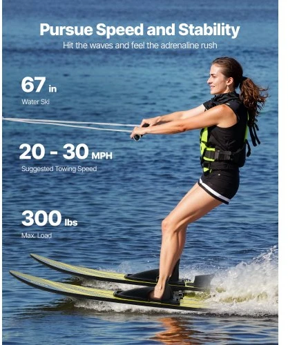 VEVOR Vandens slidės, 170 cm, su reguliuojamais X-9 pasagos tipo apkaustais, suaugusiesiems iki 136 kg
