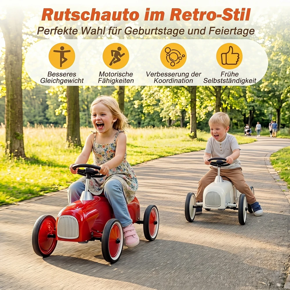 Sofa Promotion Važiuojamas stumiamas automobilis vaikams, raudonas