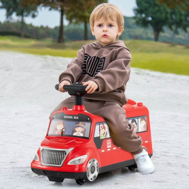 Promotion Važiuojamas žaislinis automobilis su muzika, daiktadėže ir apsaugos nuo apsivertimo įtaisu, raudonas