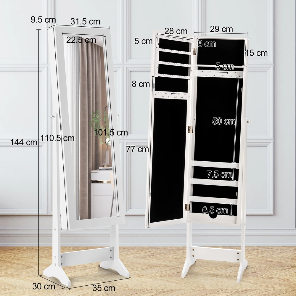 Promotion Veidrodinis Papuošalų Spintelė Balta MDF