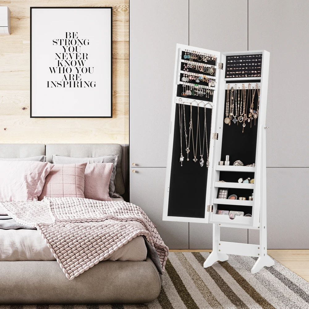Promotion Veidrodinis Papuošalų Spintelė Balta MDF
