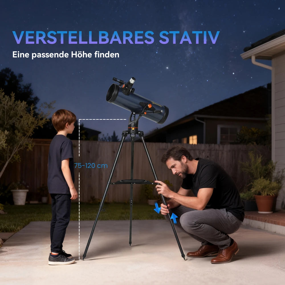 Koduva Veidrodinis teleskopas, 114 mm objektyvas, 2 okuliarai, ieškiklis, aliuminis, tamsiai mėlynas