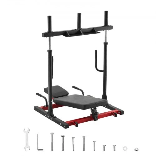 VEVOR Vertikalus kojų preso treniruoklis HM1907, anglinis plienas, juoda / raudona, 127 x 123 x 111 cm, iki 250 kg