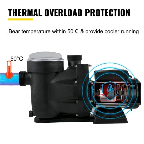 VEVOR 1 AG baseino siurblys, 19200 l/h, 750 W, su filtru, 1,97" įvadas/išvadas