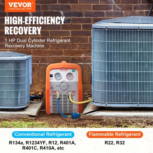 VEVOR 1 AG šaltnešio surinkimo įrenginys, dviejų cilindrų, 220–240 V, 50 Hz