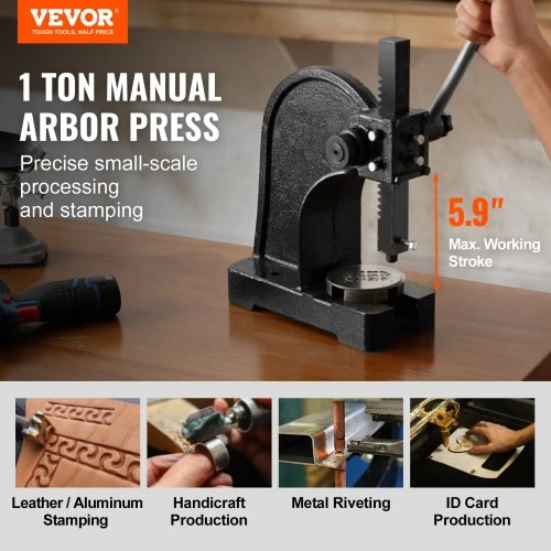 VEVOR 1 tonos rankinis sverto presas, 15 cm maksimalus aukštis