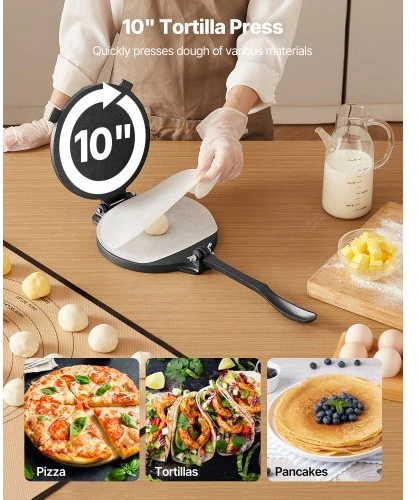 VEVOR 10 colių ketaus tortilijų spaudyklė ir roti gamintuvas