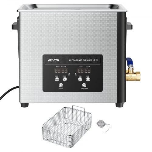 VEVOR 10 l ultragarsinė valymo vonelė, profesionali, su krepšeliu ir skaitmeniniu ekranu, 180 W, 40 kHz