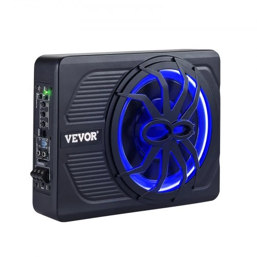 VEVOR 10" po sėdyne automobilio žemų dažnių garsiakalbis, 440 W, plonas, su mėlynu ambientiniu apšvietimu