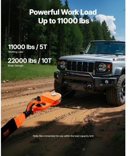 Koduva VEVOR 10 T troso skriemulys su gervės kabliu, 22 000 lb, 10–14 mm virvei