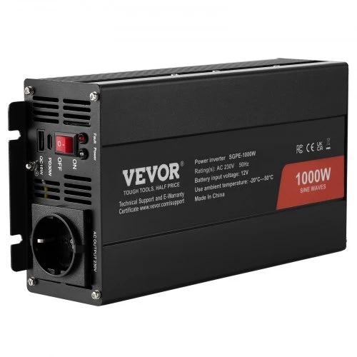 VEVOR 1000 W sinusinis keitiklis, DC 12V į AC 230V, SGPE-1000W