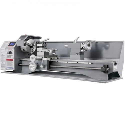Koduva VEVOR 1100 W mini metalo tekinimo staklės 220 x 750 mm, kintamo greičio, su 3 žandikaulių griebtuvu