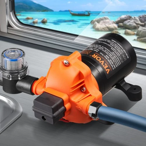 VEVOR 12 V diafragminis siurblys, 3.5 GPM (13,25 l/min), 3 kamerų, 1/2" MNPT, 50 PSI