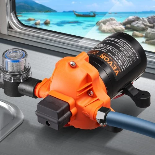 VEVOR 12 V diafragminis siurblys, 3 GPM (11,36 l/min), 3 kamerų DC vandens siurblys su automatiniu slėgio jungikliu
