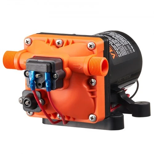 VEVOR 12 V diafragminis siurblys, 3 GPM (11,36 l/min), 4 kamerų, automatinis slėgio jungiklis, 12,7 mm (1/2") MNPT