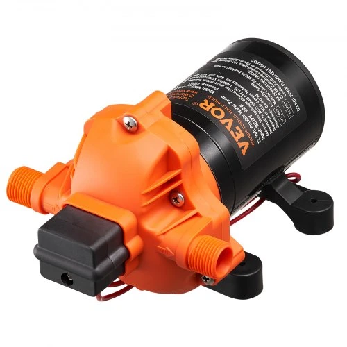VEVOR 12 V diafragminis siurblys, 1,8 GPM (6,81 l/min), 3 kamerų, automatinis slėgio jungiklis, 12,7 mm (1/2") MNPT