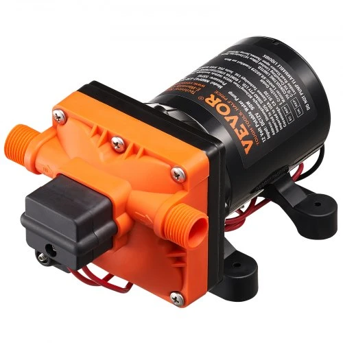 VEVOR 12 V diafragminis siurblys, 3 GPM (11,36 l/min), 4 kamerų, automatinis slėgio jungiklis, 12,7 mm (1/2") MNPT