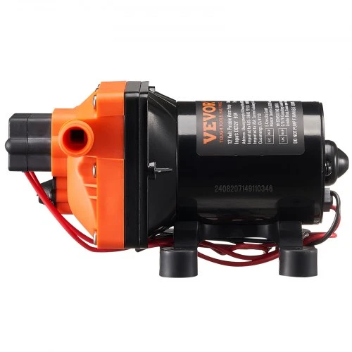 VEVOR 12 V diafragminis siurblys, 3 GPM (11,36 l/min), 4 kamerų, automatinis slėgio jungiklis, 12,7 mm (1/2") MNPT