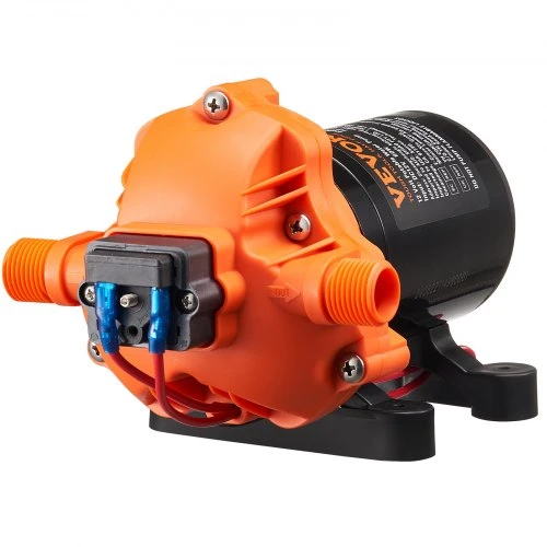 VEVOR 12 V diafragminis siurblys, 1,8 GPM (6,81 l/min), 3 kamerų, automatinis slėgio jungiklis, 12,7 mm (1/2") MNPT