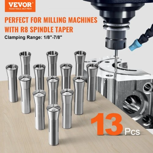 Koduva VEVOR 13 dalių R8 kolletų rinkinys, 1/8"–7/8", su žymėtomis laikymo dėžutėmis