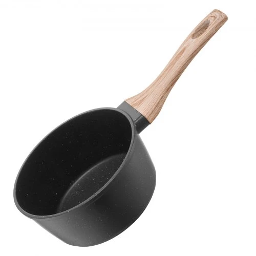VEVOR 1,5 QT padažas puodas su nelipnia danga, grūdinto stiklo dangčiu ir nuimama rankena, juodas